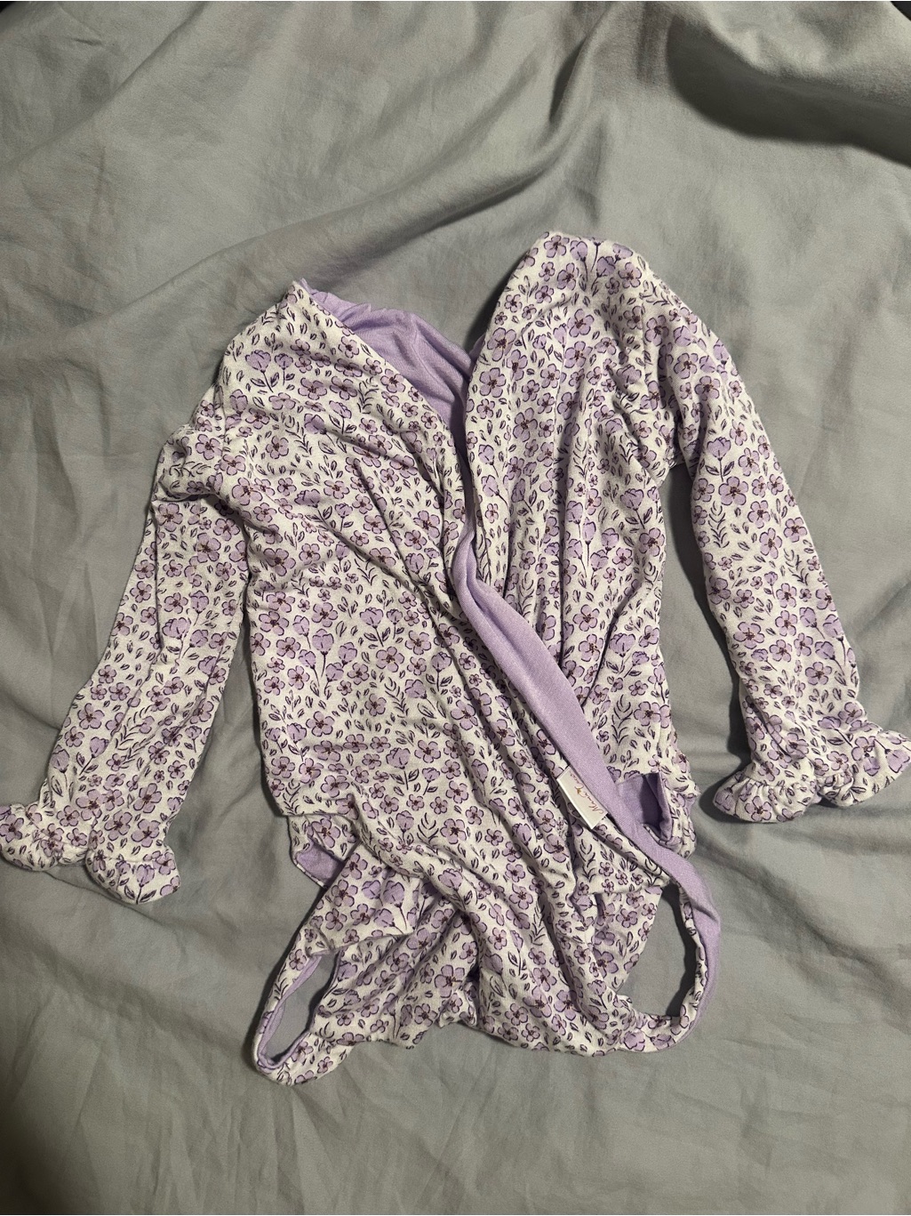 Baby Lavender Floral Long-Sleeve Pajamas With Beanie — image 3 of 6